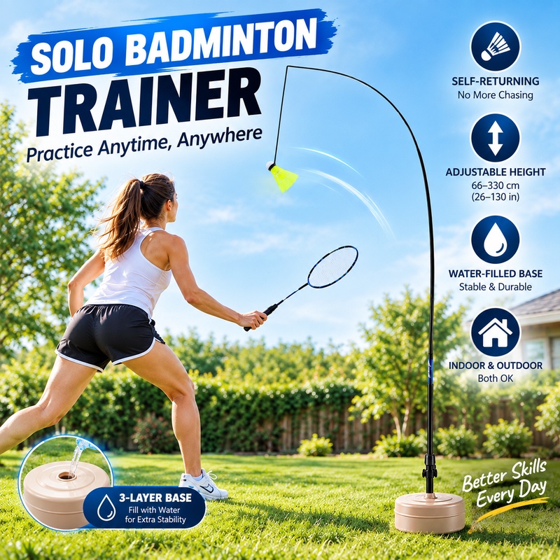 Solo Badminton Trainer Self-Re - Badminton Shuttlecock review and price
