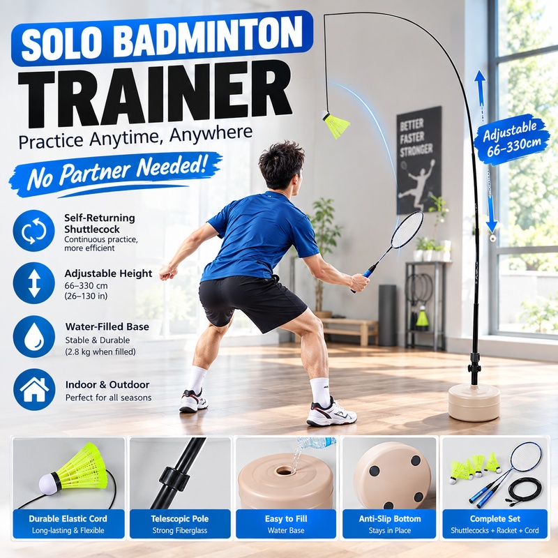 Solo Badminton Trainer Self-Re - Badminton Shuttlecock review and price